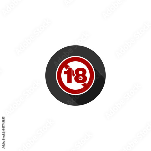 Adults only content sign icon isolated on transparent background