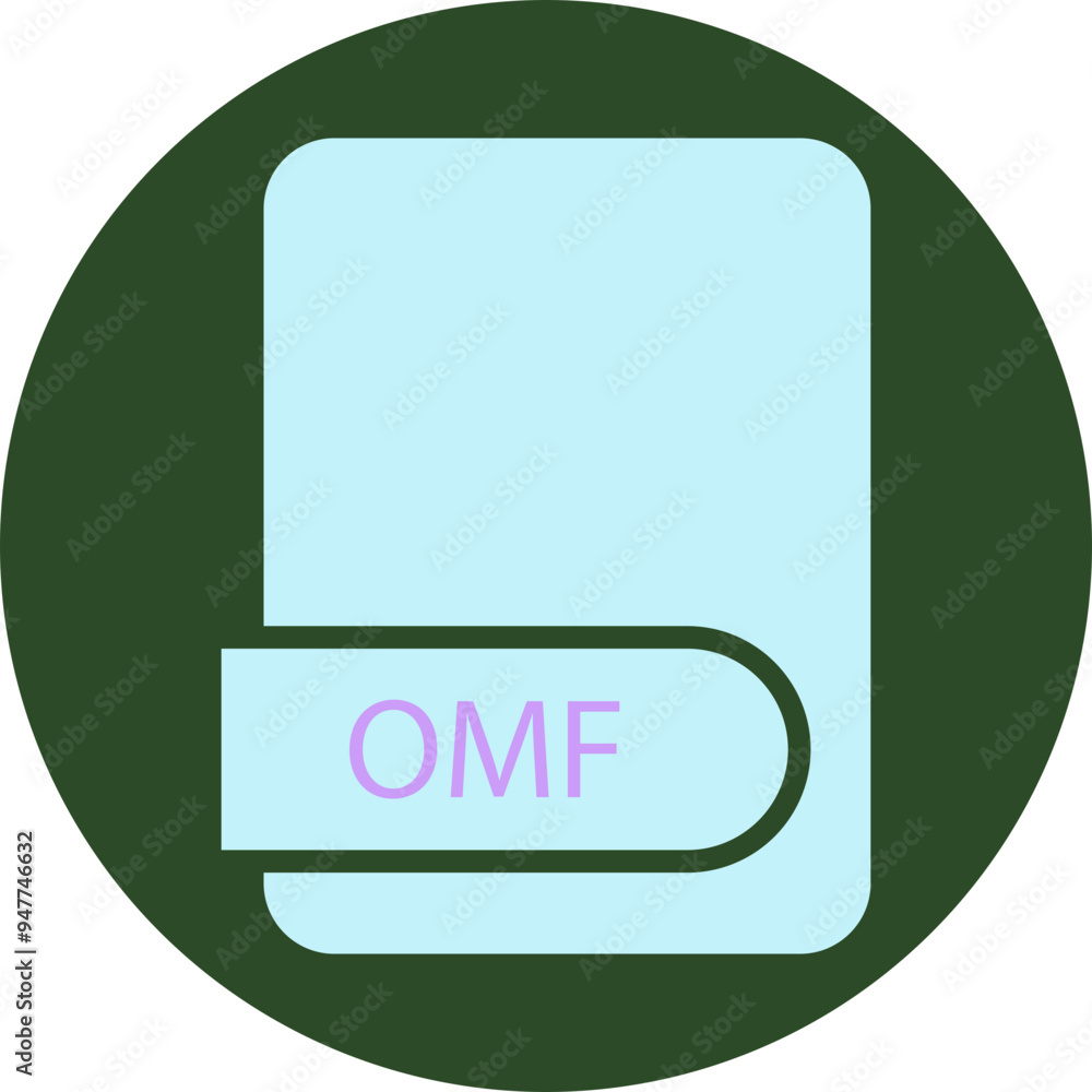 OMF File format icon circular shape OMF File format icon circular shape