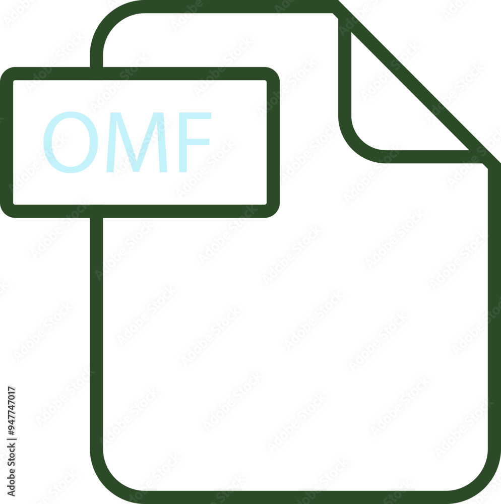 OMF File format icon rounded shapes outline OMF File format icon rounded shapes outline