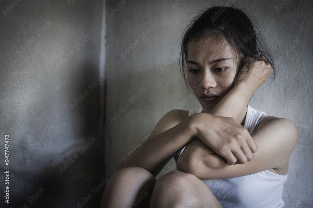 Depressed woman, person sitting alone on the floor felling sad worry. Stress, suicidal thoughts. Depressed woman, person sitting alone on the floor felling sad worry. Stress, suicidal thoughts.