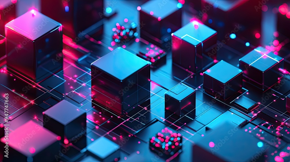 Isometric 3D cubes on a sleek, futuristic background, capturing the essence of innovation and technology in business. Isometric 3D cubes on a sleek, futuristic background, capturing the essence of innovation and technology in business.