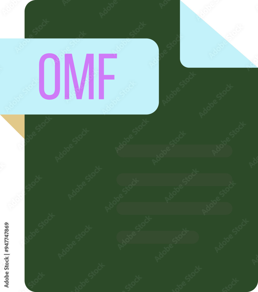 OMF File icon with dark ciolor and folded doc OMF File icon with dark ciolor and folded doc