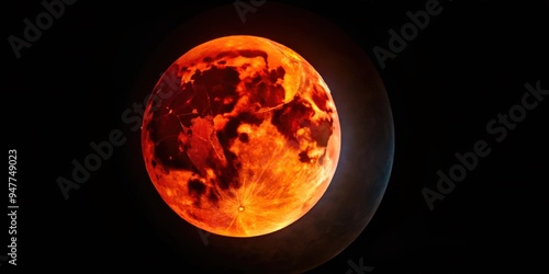 Blood moon casting an eerie red glow on a dark night , fear, terror, lunar eclipse, supermoon, sky, blood red