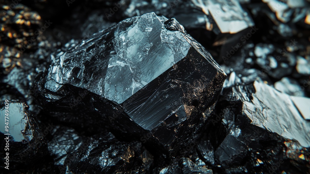 Polished tektite with a dark, glossy finish, displayed in a close-up shot that emphasizes its natural texture and reflective properties. Polished tektite with a dark, glossy finish, displayed in a close-up shot that emphasizes its natural texture and reflective properties.