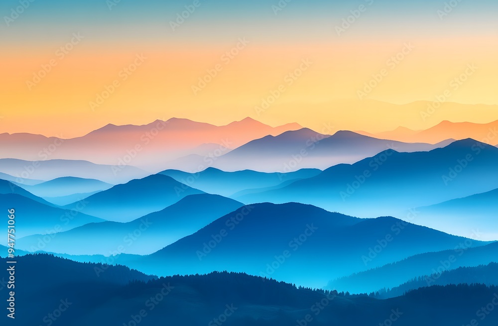 A beautiful view of the mountains at sunrise A beautiful view of the mountains at sunrise