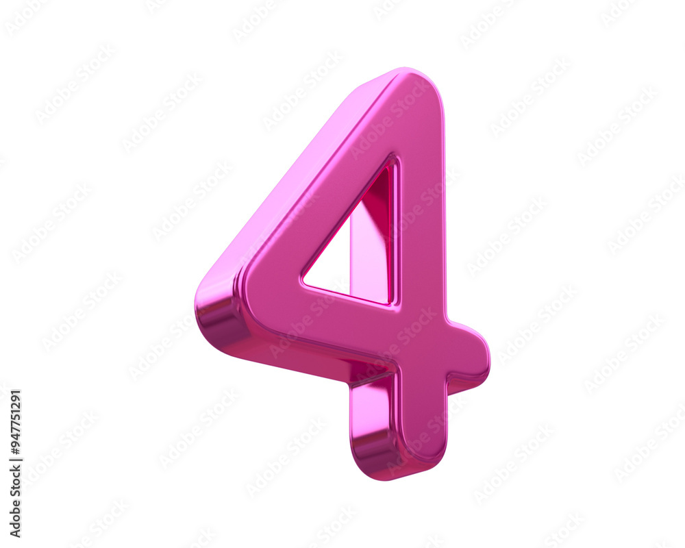 3d metallic pink number 4 3d metallic pink number 4