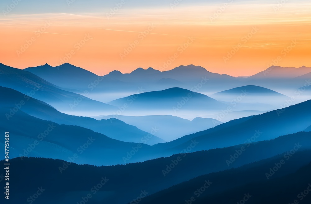 A beautiful view of the mountains at sunrise A beautiful view of the mountains at sunrise