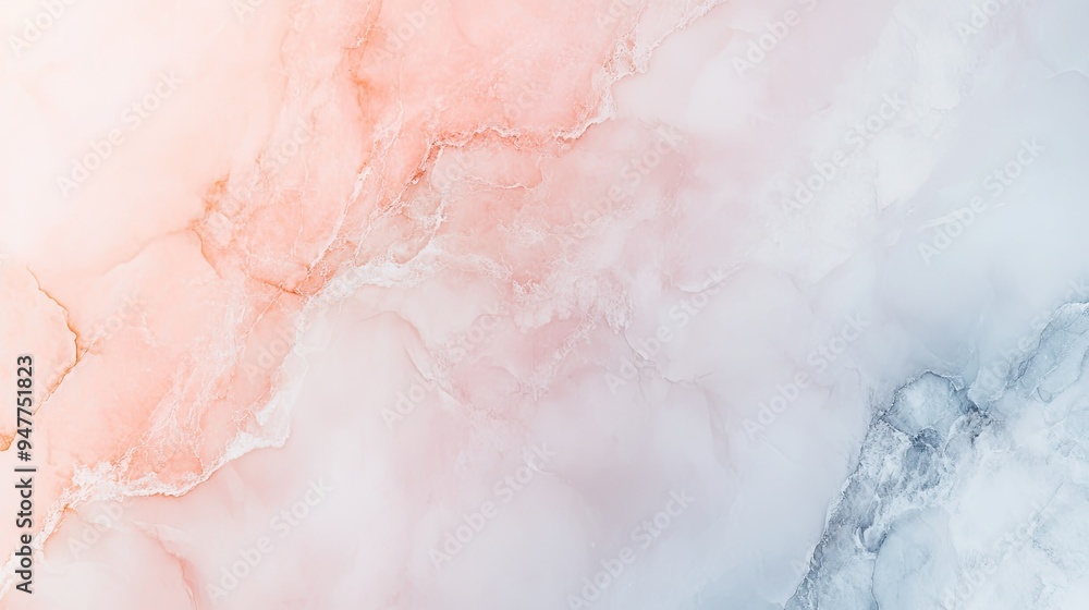 Fototapeta premium Minimalist background with soft pastel hues and elegant marble textures, perfect for advertising a luxury cosmetic product. Clean design with ample space for text and product placement.