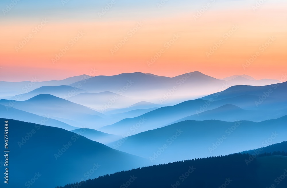 A beautiful view of the mountains at sunrise A beautiful view of the mountains at sunrise