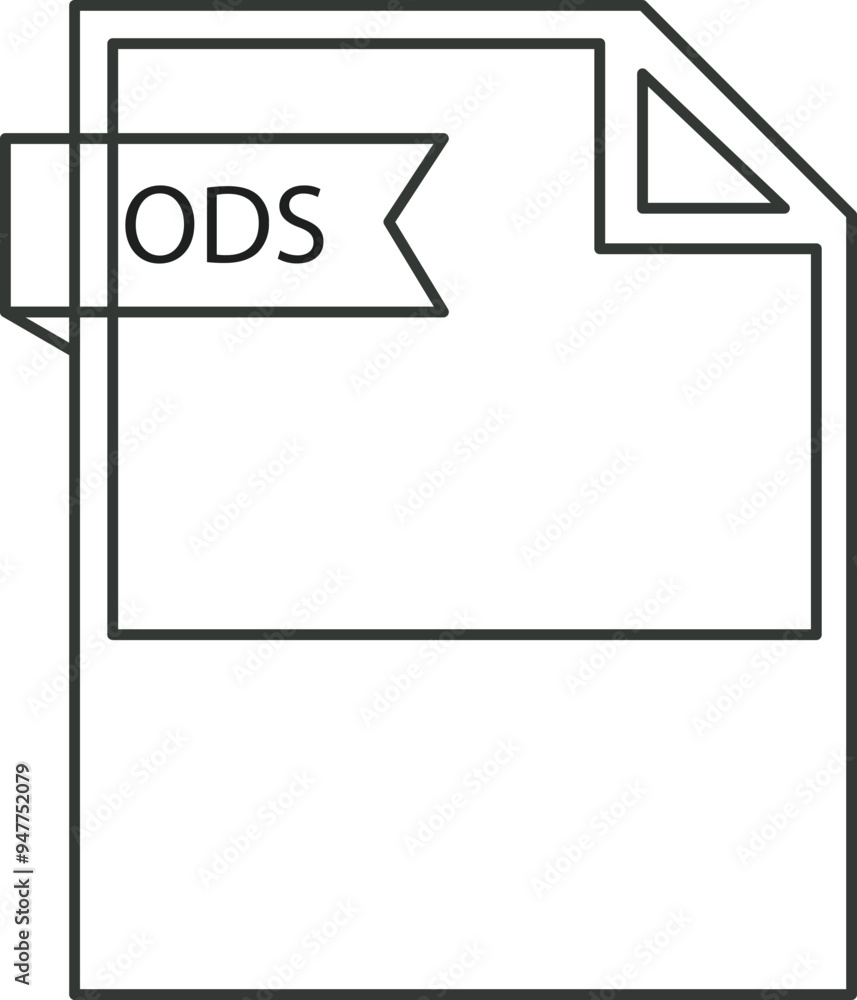 ODS File format icon black outline and light color text ODS File format icon black outline and light color text