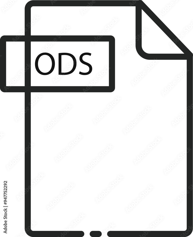 ODS File format minimal icon with black outline ODS File format minimal icon with black outline
