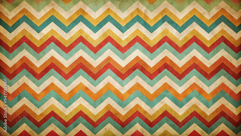 Retro style painting featuring a zigzag background Retro style painting featuring a zigzag background