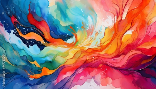 Abstract watercolor painting with vibrant colors photo