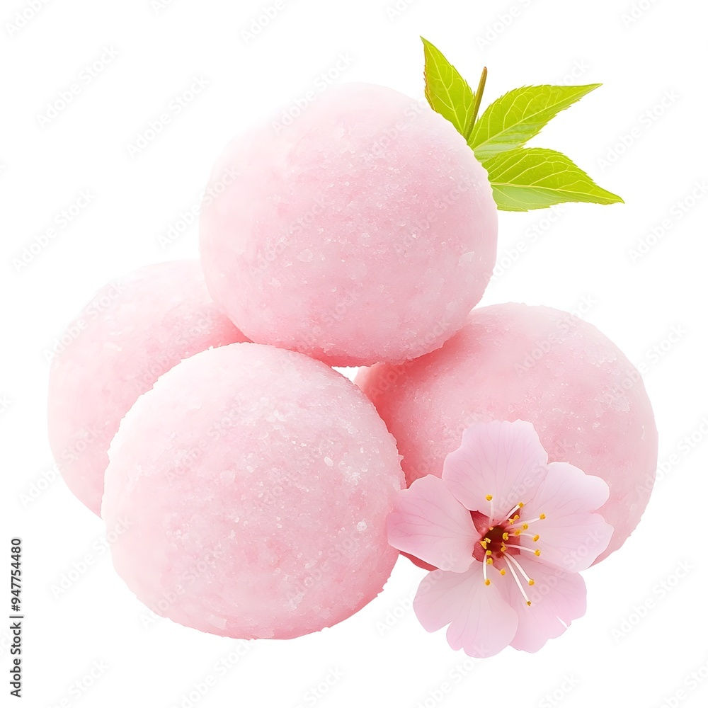 Perfectly Crafted Sakura Mochi A Delicate Japanese Spring Dessert on White Perfectly Crafted Sakura Mochi A Delicate Japanese Spring Dessert on White
