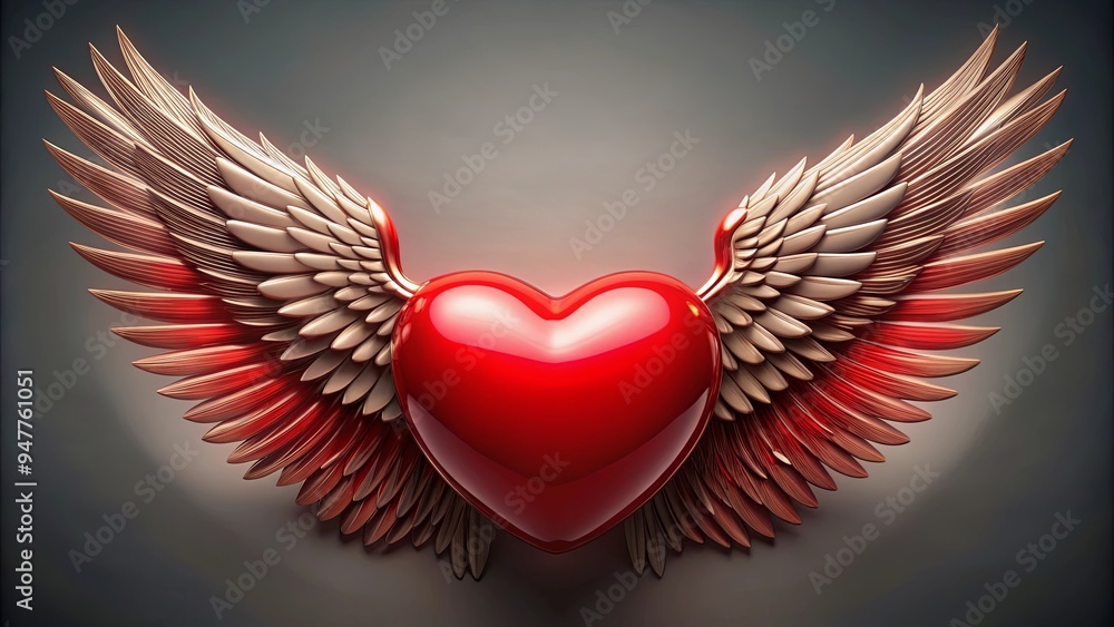 Vibrant red heart with beautiful wings symbolizing love, freedom, and passion Vibrant red heart with beautiful wings symbolizing love, freedom, and passion
