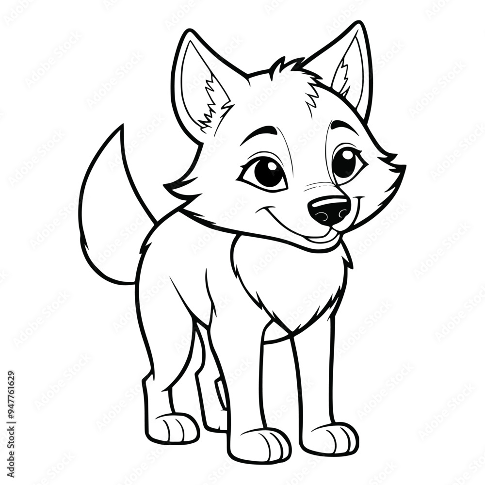 coloring book page on a white background with a wolf smiling coloring book page on a white background with a wolf smiling