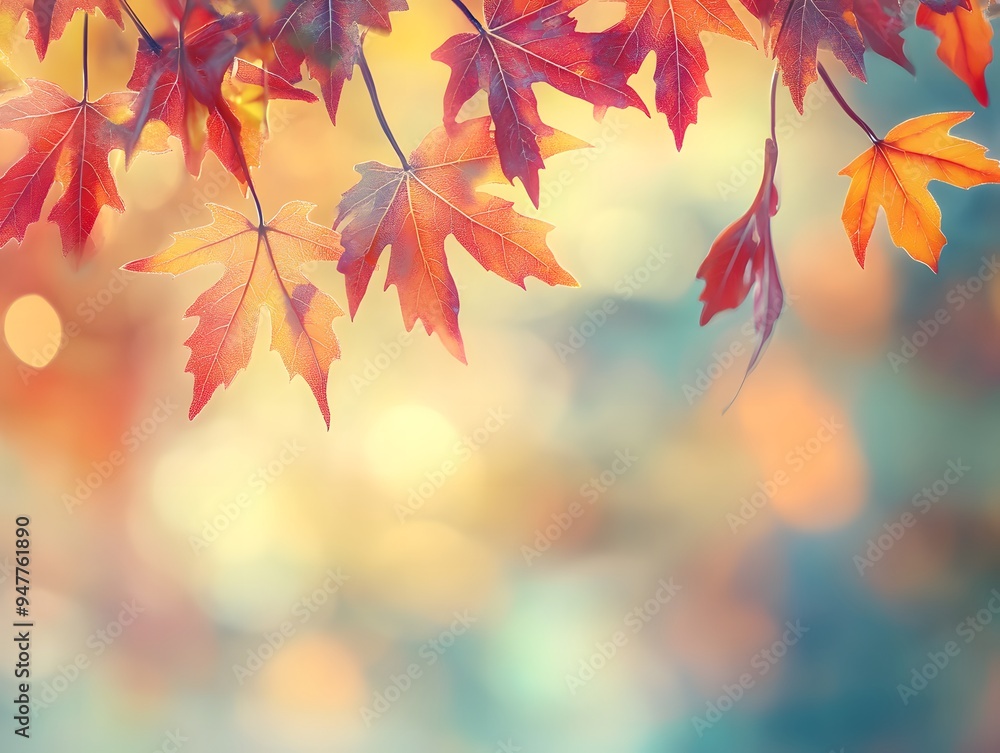 Fototapeta premium autumn leaves, Fallen leaves, illustration, background, Generative AI