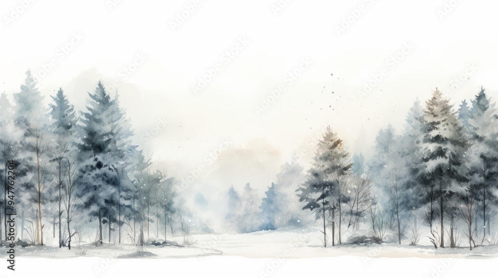 Fototapeta premium winter season 22 December to 22 March Style Watercolor Generative AI