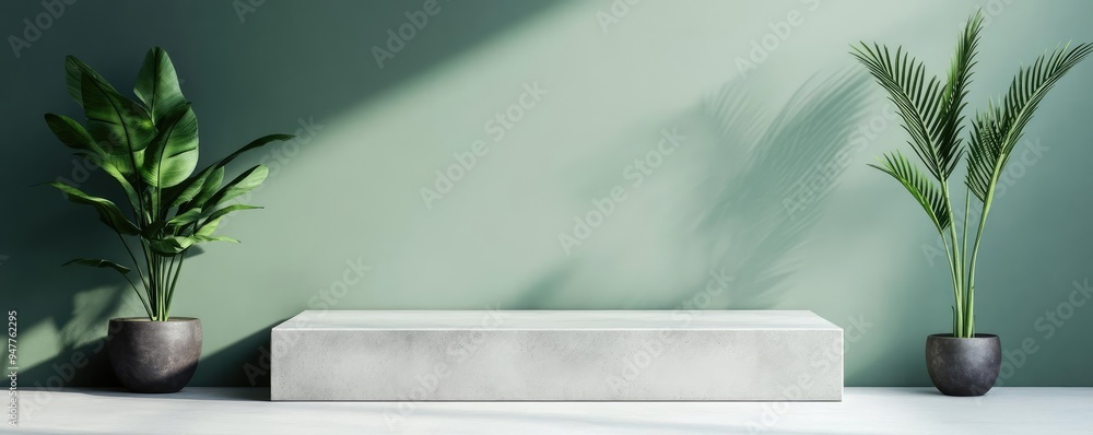 Concrete podium with metallic sheen, minimalist luxury style, flat design illustration Concrete podium with metallic sheen, minimalist luxury style, flat design illustration