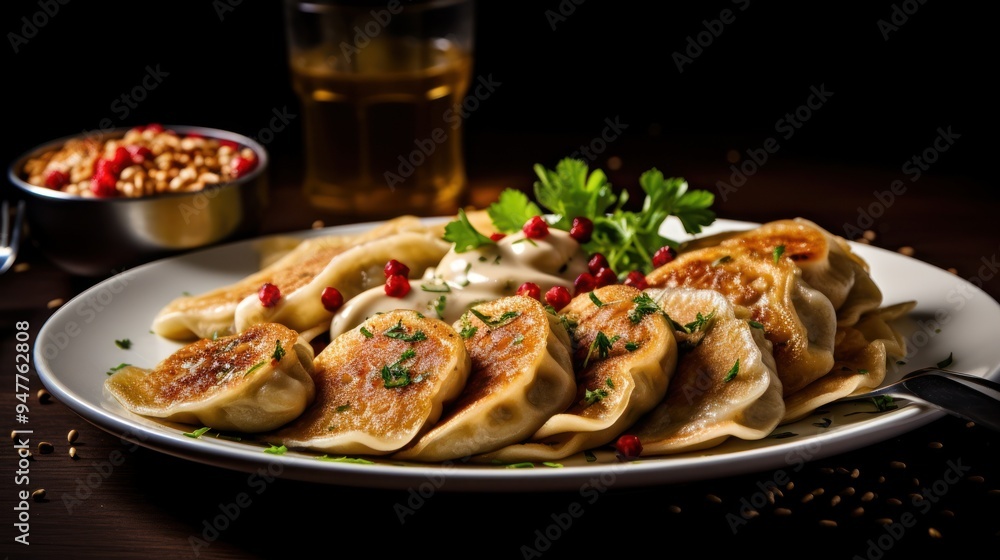 Delicious Homemade Dumplings with Creamy Sauce and Herbs Delicious Homemade Dumplings with Creamy Sauce and Herbs