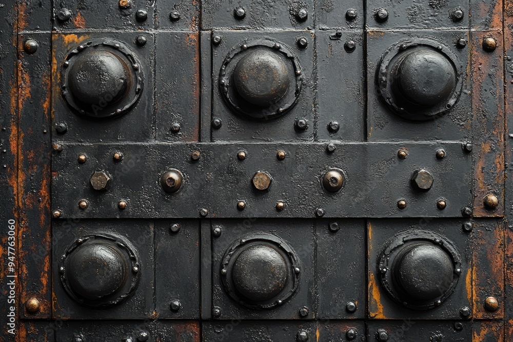 Black metal textured background with rivets. Perfect for grunge, steampunk, industrial designs. Black metal textured background with rivets. Perfect for grunge, steampunk, industrial designs.