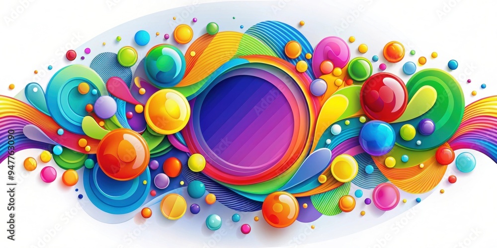 Obraz premium Symphony of multicolor abstract shapes in full bloom , colorful, vibrant, geometric, modern, art, design, pattern