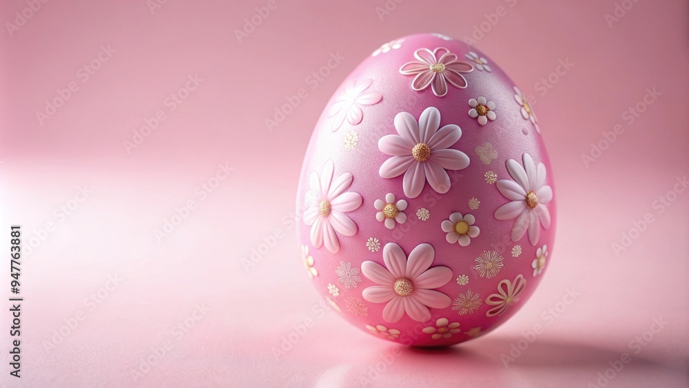Pink Easter egg with delicate floral design and shimmering finish, Easter, egg, pink, spring, holiday, decoration, pastel Pink Easter egg with delicate floral design and shimmering finish, Easter, egg, pink, spring, holiday, decoration, pastel