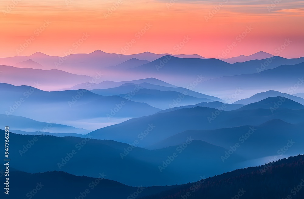 A beautiful view of the mountains at sunrise A beautiful view of the mountains at sunrise