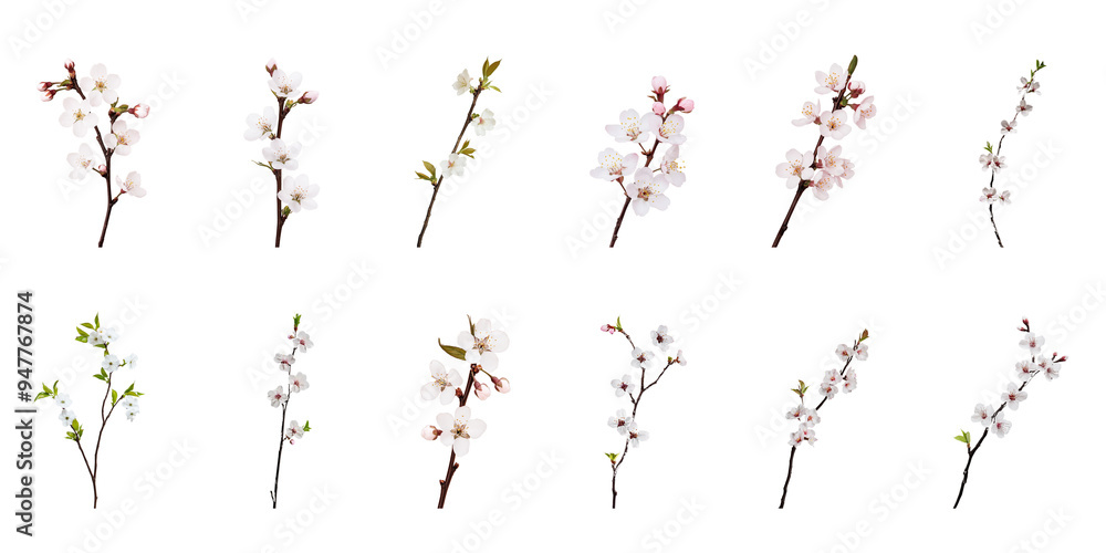 Twig sakura flowers for decoration isolated on Transparent background Twig sakura flowers for decoration isolated on Transparent background