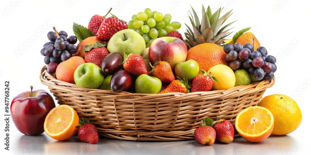Fruit basket filled with a variety of fresh fruits , healthy, colorful, abundance, organic, market, harvest Fruit basket filled with a variety of fresh fruits , healthy, colorful, abundance, organic, market, harvest