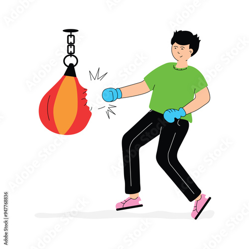 Get this flat illustration of punching bag in modern style