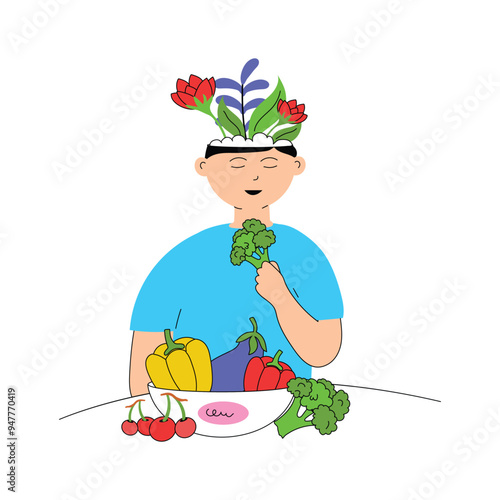 An illustration of mental health, mental fitness flat vector