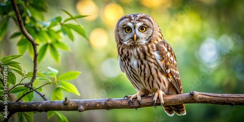 Owl perched on a tree branch, isolated, Owl, bird, wildlife, nature, branch, tree, perched, feathers, isolated