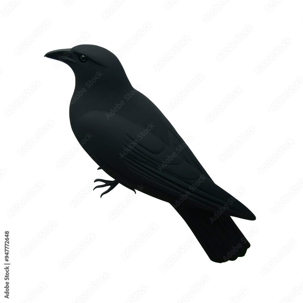 Obraz premium Black Crow 3D Model Isolated on Black Background