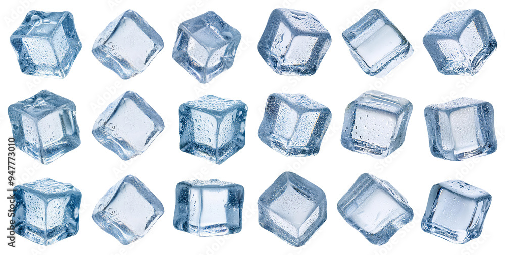 Various ice cubes with realistic textures isolated on transparent background Various ice cubes with realistic textures isolated on transparent background