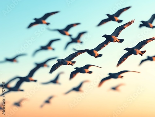 A flock of birds or livestock moving together as a unified group, Flock, Herd Gathering Group Collective