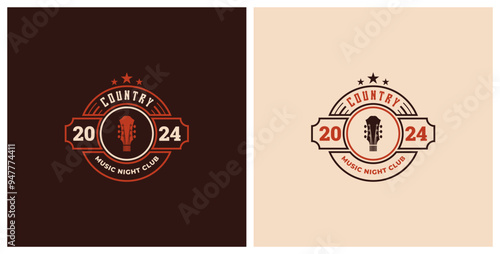 country music night club logo premium template