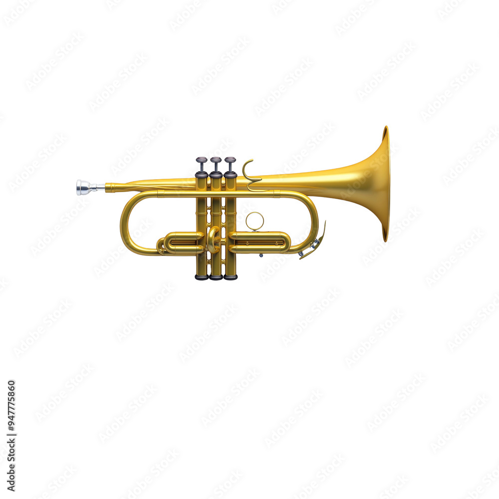 Obraz premium Golden Trumpet on Black Background