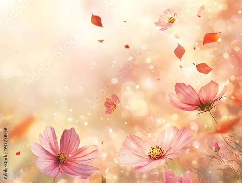 Autumn Flower Cosmos Flower Bokeh Wallpaper Graphic Background