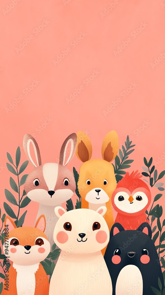 Cute baby animals, a mix of mammals and birds, flat design illustration Cute baby animals, a mix of mammals and birds, flat design illustration