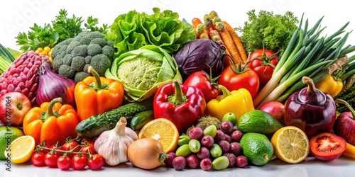 Fresh and colorful array of healthy vegetables and fruits, healthy, organic, natural, produce, fresh, vibrant