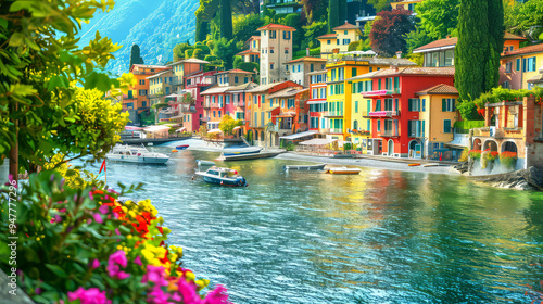 Varenna, Lake Como - Holidays in Italy view of the most beautiful lake in Italy, Lago di Como, Lombardia.