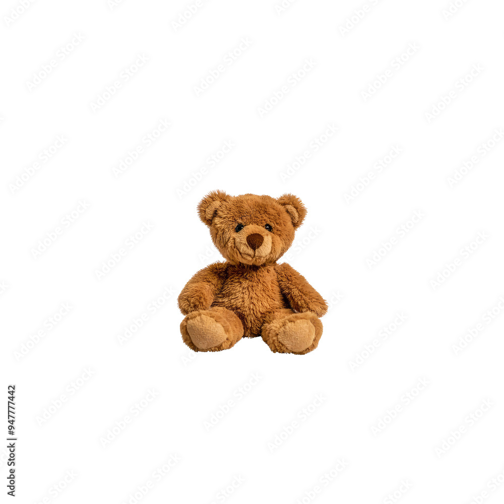 Fototapeta premium Brown Teddy Bear Sitting on Black Background