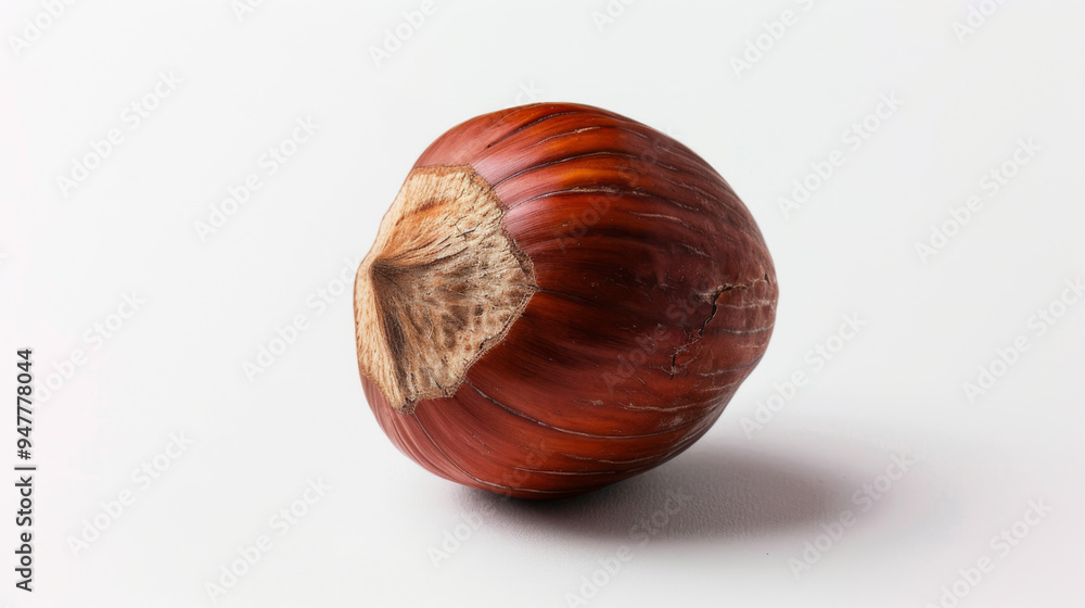 A whole hazelnut isolated on a white background A whole hazelnut isolated on a white background