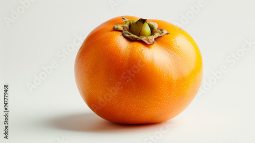 A whole persimmon isolated on a white background