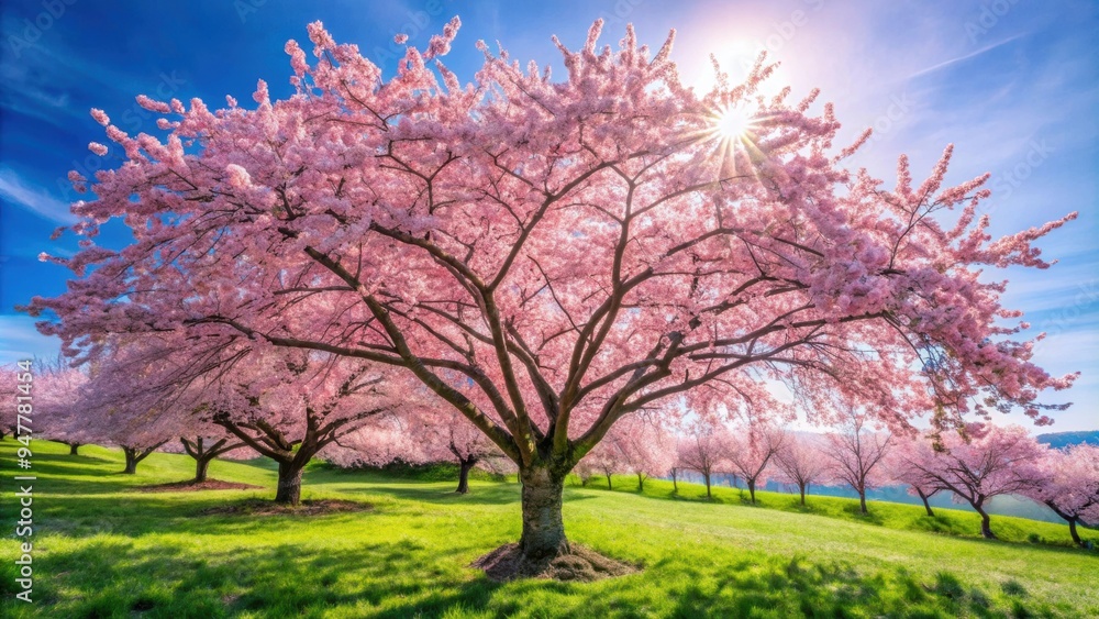 Cherry tree blossom in full bloom, spring, flowers, pink, petals, nature, tree, beautiful, blooming, garden, sakura, season Cherry tree blossom in full bloom, spring, flowers, pink, petals, nature, tree, beautiful, blooming, garden, sakura, season