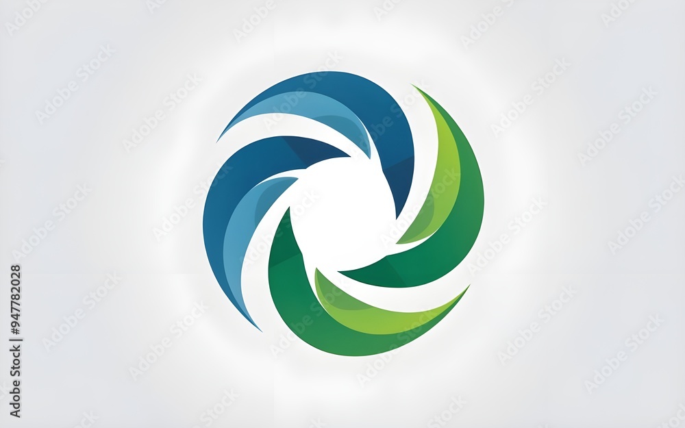 Elegant Logo of Spinning Water and Wind Turbines in Abstract Style. Elegant Logo of Spinning Water and Wind Turbines in Abstract Style.