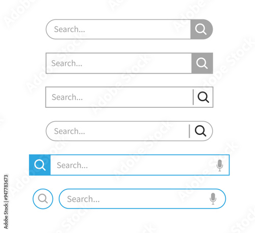 Magnifying glass search button icon. Search bar.