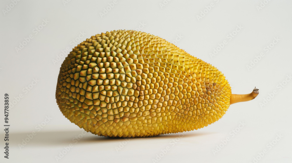 A whole yellow jackfruit isolated on a white background A whole yellow jackfruit isolated on a white background
