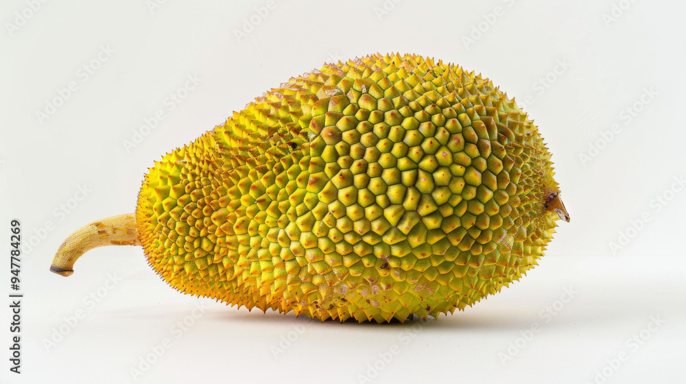 A whole yellow jackfruit isolated on a white background A whole yellow jackfruit isolated on a white background